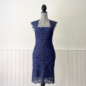 Nicole Miller Eva Lace Square Neck Sleeveless Cocktail Dress Size S